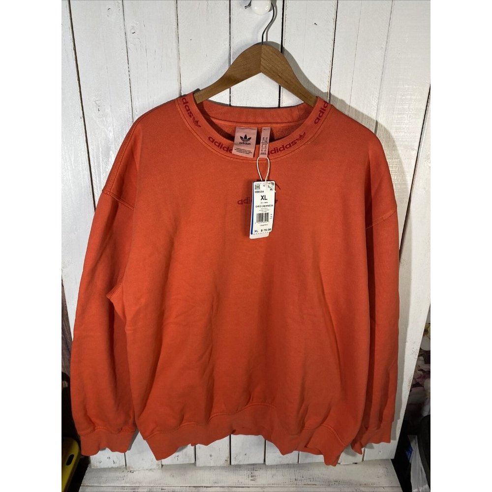 Adidas Mens Dyed Crewneck Orange NEW XL